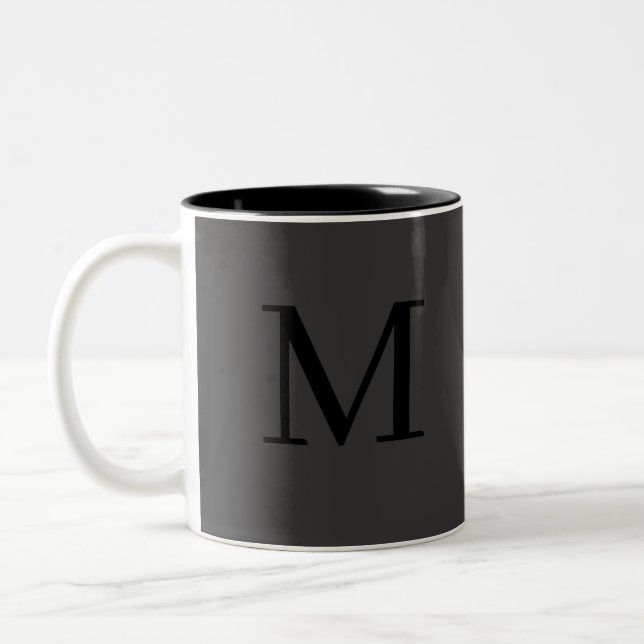 Monogram Initial Simple Minimalistisch Modern Eleg Zweifarbige Tasse (Links)
