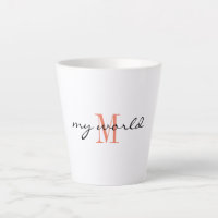 Monogram Initial, Stylish Script my world,