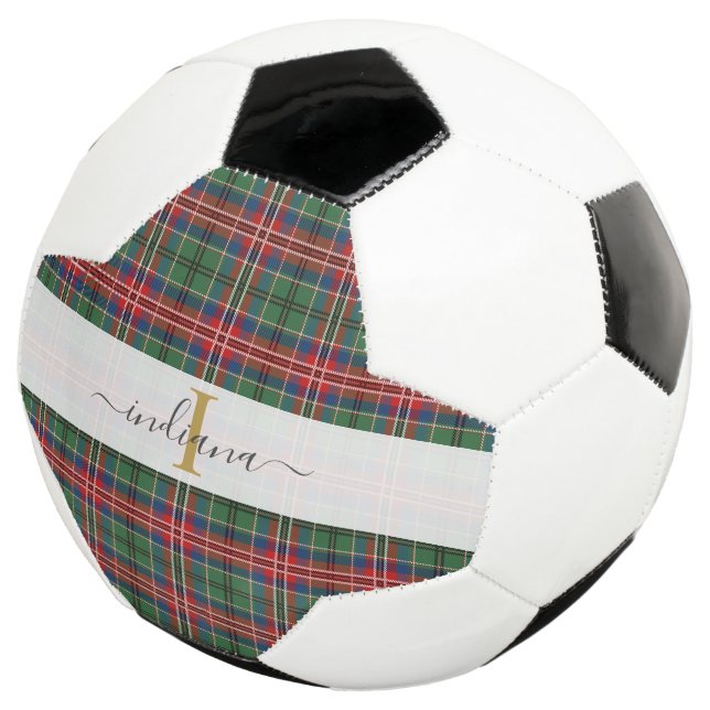Monogram Initial Tartan Karierter Skriptname Fußball (Dreiviertel)