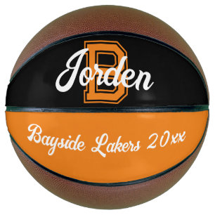 Monogram, Initial und Team schwarz orange Basketball