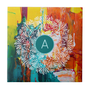 Monogram Initial Vibraning Abstrakt Painting Manda Fliese