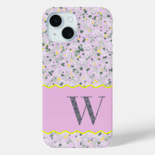 MONOGRAM INITIAL W LILAC KLEINE BLUME Case-Mate iPhone HÜLLE
