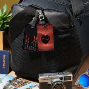 Monogram Initialed Red Heart Arkwork Custom Gepäckanhänger