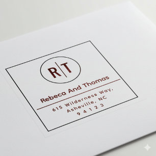 Monogram Initialen Moderne minimale Rücksendeadres Gummistempel