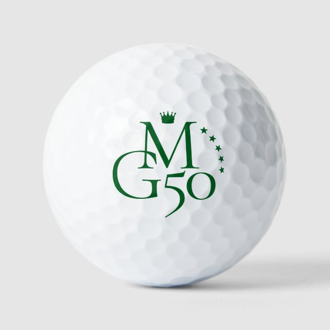 Monogram Initials 50. Crown Stars Green Birthday Golfball (Vorderseite)
