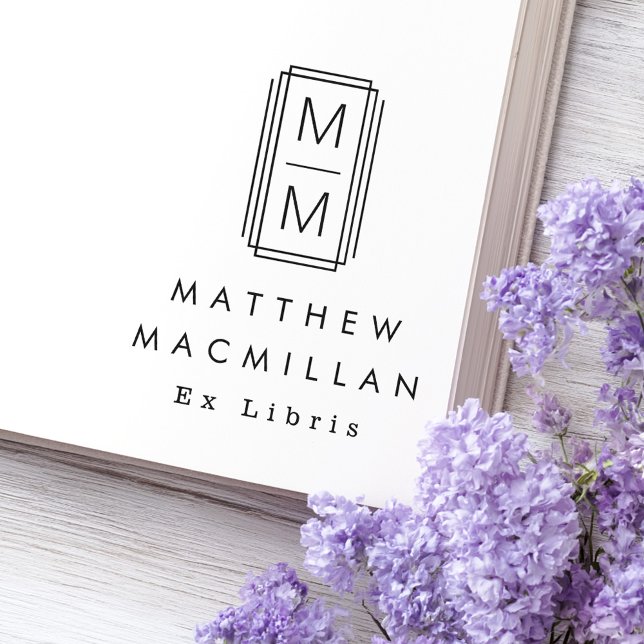 Monogram initials and name Ex libris library book Gummistempel (Monogram initials and name Ex libris library book Rubber Stamp)