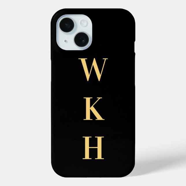 Monogram Initials Black Gold Case-Mate iPhone Hülle (Rückseite)