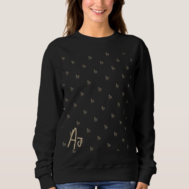 Monogram Initials Black Gold Sweatshirt (Vorderseite)