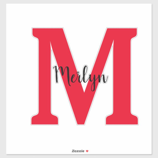 Monogram Initials Black Red Individuelle Name Colo Aufkleber (Blatt)