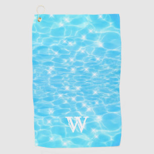 Monogram Initials blue water rippwater textures Golfhandtuch