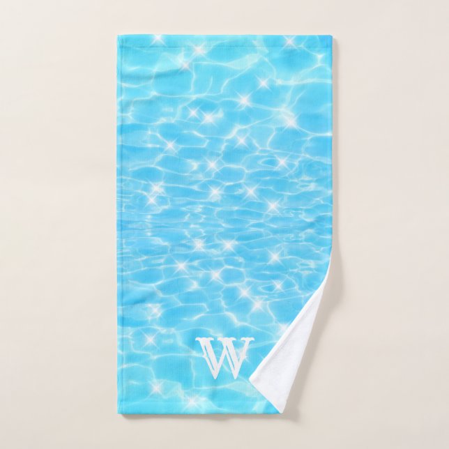 Monogram Initials blue water rippwater textures Handtuch (Handtuch)