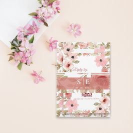 Monogram Initials Blush Floral Wedding  Einladungsbanderole