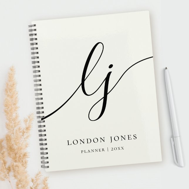 Monogram Initials Business Planner Elfenbeinschrif Planer (Von Creator hochgeladen)