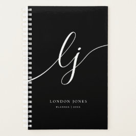 Monogram Initials Business Schwarz-weiß Initials Planer