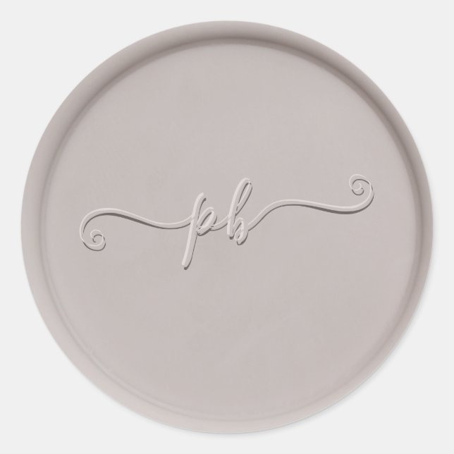 Monogram Initials Clay Wax Siegel Sticker (Vorderseite)
