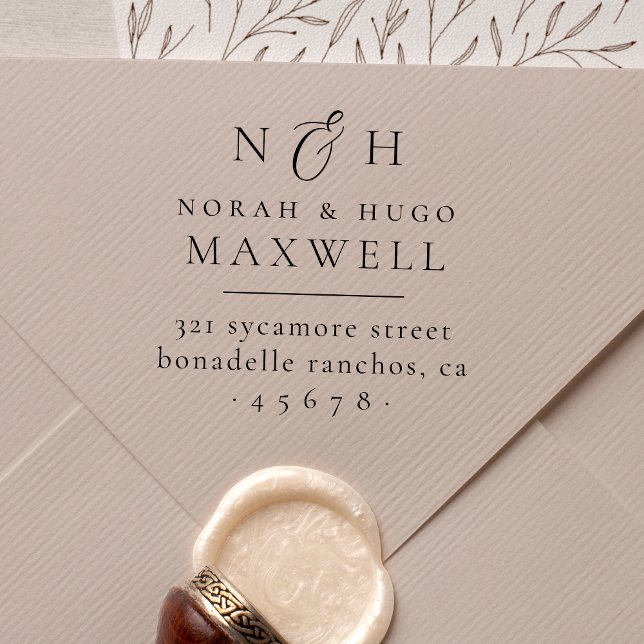 Monogram Initials Couples Rücksendeadresse Permastempel (Rubber Stamp Mock-up)