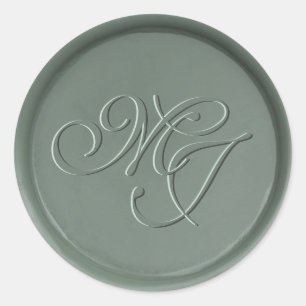 Monogram Initials Dark Sage Wax Siegel Sticker
