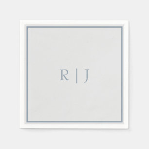 Monogram Initials Dusty Blue Gray Serviette