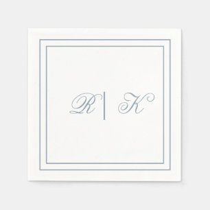 Monogram Initials Dusty Blue Minimal Wedding Serviette