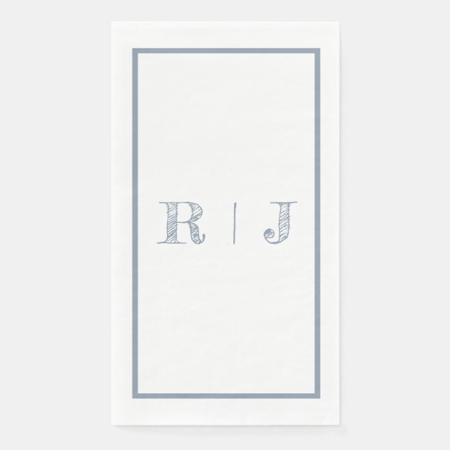 Monogram Initials Dusty Blue Modern Wedding Serviette (Vorderseite)