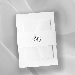 Monogram initials elegant black and white wedding einladungsbanderole