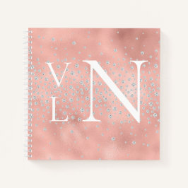 Monogram-Initials für individuelles Peach-Notebook Notizbuch
