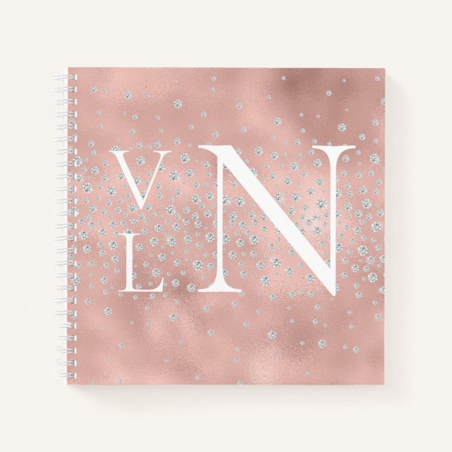 Monogram-Initials für individuelles Peach-Notebook Notizbuch (Vorderseite)
