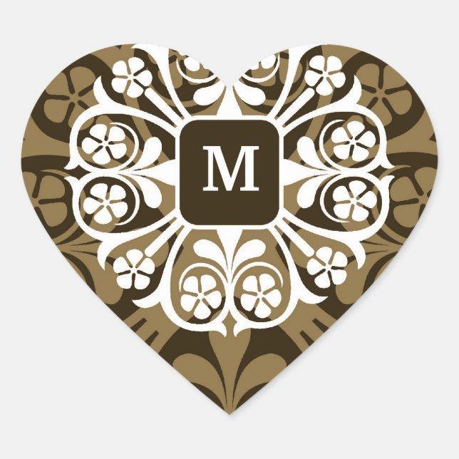 Monogram Initials Gold Heart Stickers (Vorderseite)