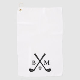 Monogram Initials Golf Clubs Theme Modernes Elegan Golfhandtuch