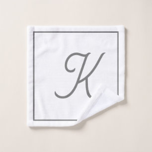 Monogram Initials Individuelle Name Grau-Weiß Waschlappen