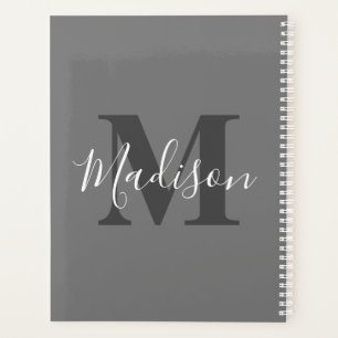 Monogram Initials Individuelle Name Gray White Ele Planer
