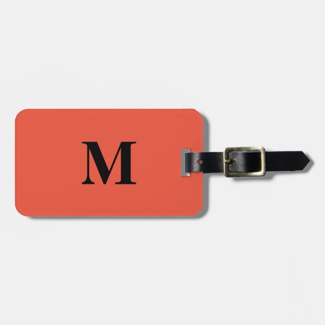 Monogram Initials Individuelle Name Orange Red Gif Gepäckanhänger (Vorderseite horizontal)