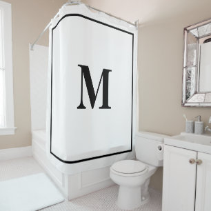 Monogram Initials Individuelle Name Schwarz-weiß S Duschvorhang