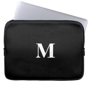 Monogram Initials Individuelle Name Schwarz-weiße  Laptopschutzhülle