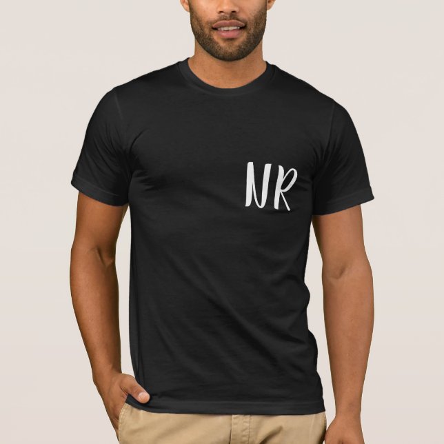 Monogram Initials Modern Black Elegant Design T-Shirt (Vorderseite)