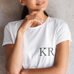 Monogram Initials Modern Stylish | Trendy T-Shirt<br><div class="desc">Einfach,  designer stylish custom letter monogram women's t-shirt in modern minimalist typography in black. Perfektioniert custom gift or fashion requory with a personal touch!</div>