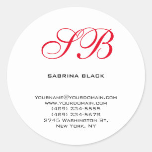 Monogram Initials Name Adresse E-Mail Telefon Runder Aufkleber