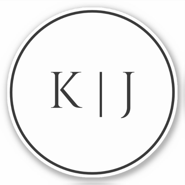 Monogram Initials Name Elegant Minimale Hochzeit Aufkleber (Vorderseite)