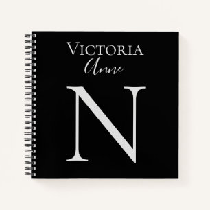 Monogram-Initials Name für angepasstes Black-Noteb Notizbuch