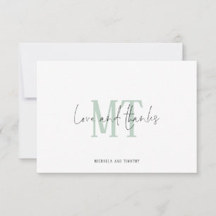Monogram Initials Names Sage Wedding Vielen Dank Mitteilungskarte