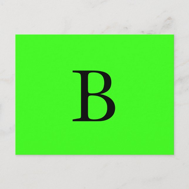 Monogram Initials Neon Green Bright Cool Postkarte (Vorderseite)
