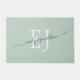 Monogram Initials Paare Names Sage Green Fußmatte