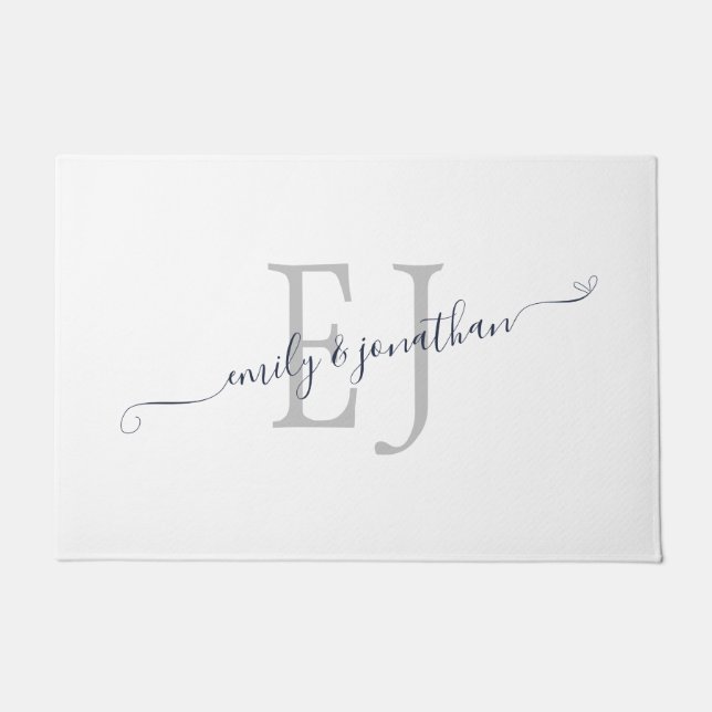 Monogram Initials Paare Names White Fußmatte (Vorderseite)