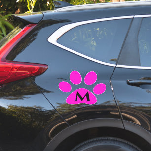 Monogram Initials Paw Prints Pink Black Niedlich Aufkleber
