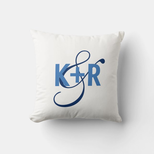 Monogram Initials Personalisiert Wedding Pillow2 Kissen (Vorderseite)