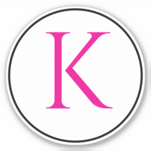 Monogram Initials Pink Schwarz-weiß einfache Minim Aufkleber