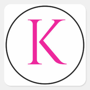 Monogram Initials Pink Schwarz-weiß einfache Minim Quadratischer Aufkleber