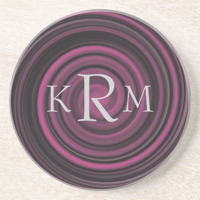 Monogram Initials Plum Wirbel Drink Untersetzer (Vorne)