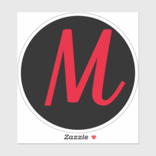 Monogram Initials Red Bold Individuelle Name Black Aufkleber