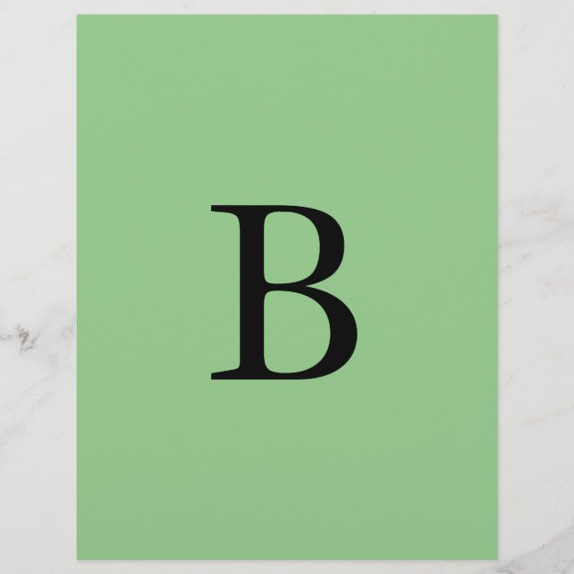 Monogram Initials Sage Green Colorful Individuelle Briefbogen (Vorderseite)